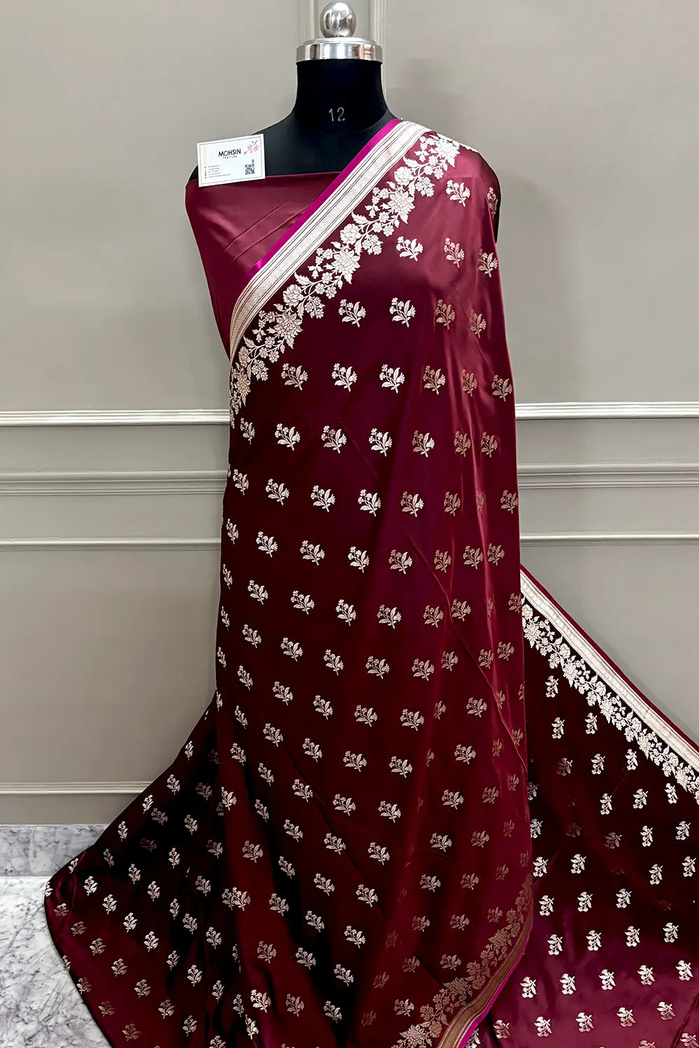 Maroon Zari Katan Silk Banarasi Saree