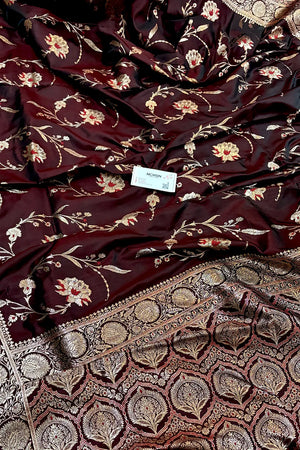 Maroon Zari Katan Silk Banarasi Saree