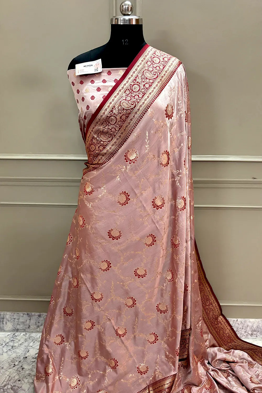 Maroon Zari Katan Silk Banarasi Saree