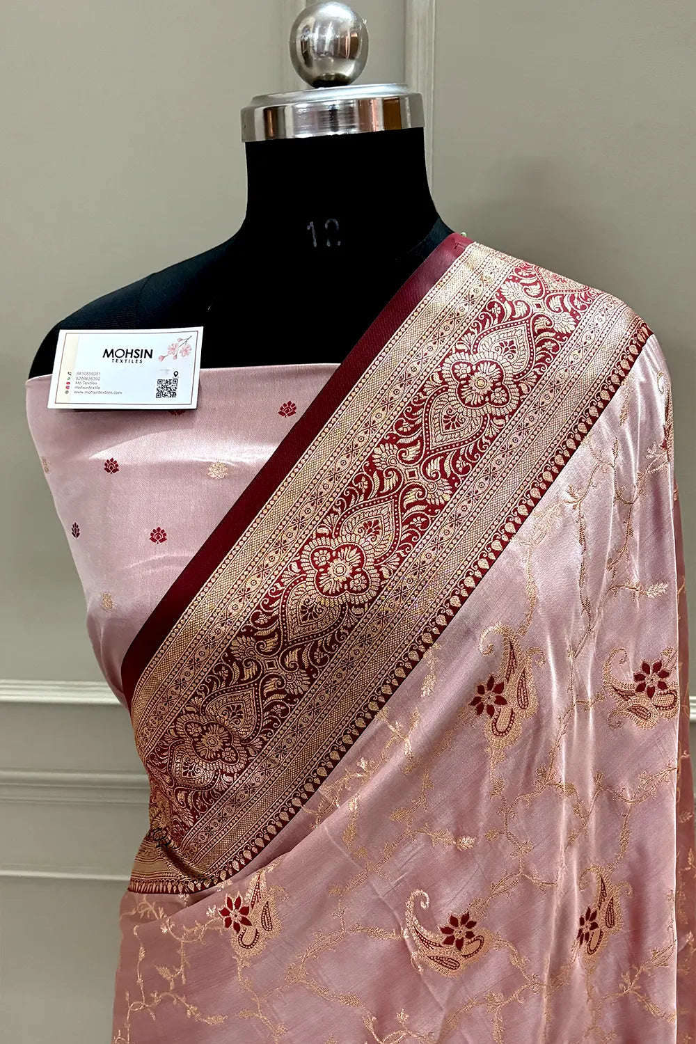 Maroon Zari Katan Silk Banarasi Saree