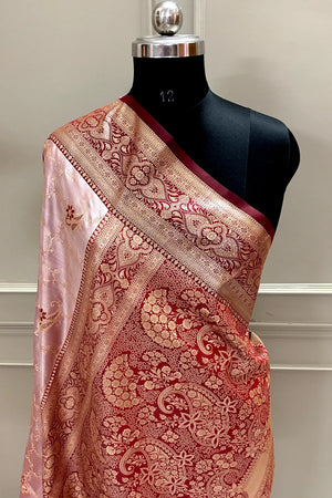 Maroon Zari Katan Silk Banarasi Saree