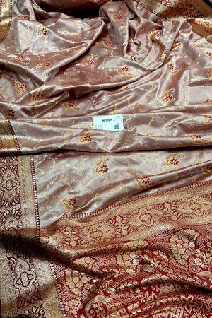 Maroon Zari Katan Silk Banarasi Saree