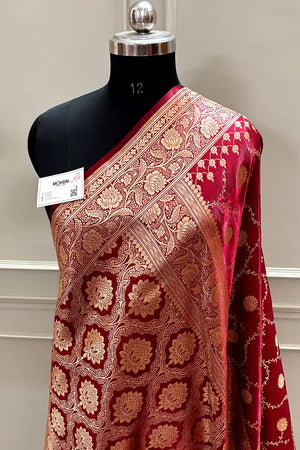 Maroon Zari Katan Silk Banarasi Saree