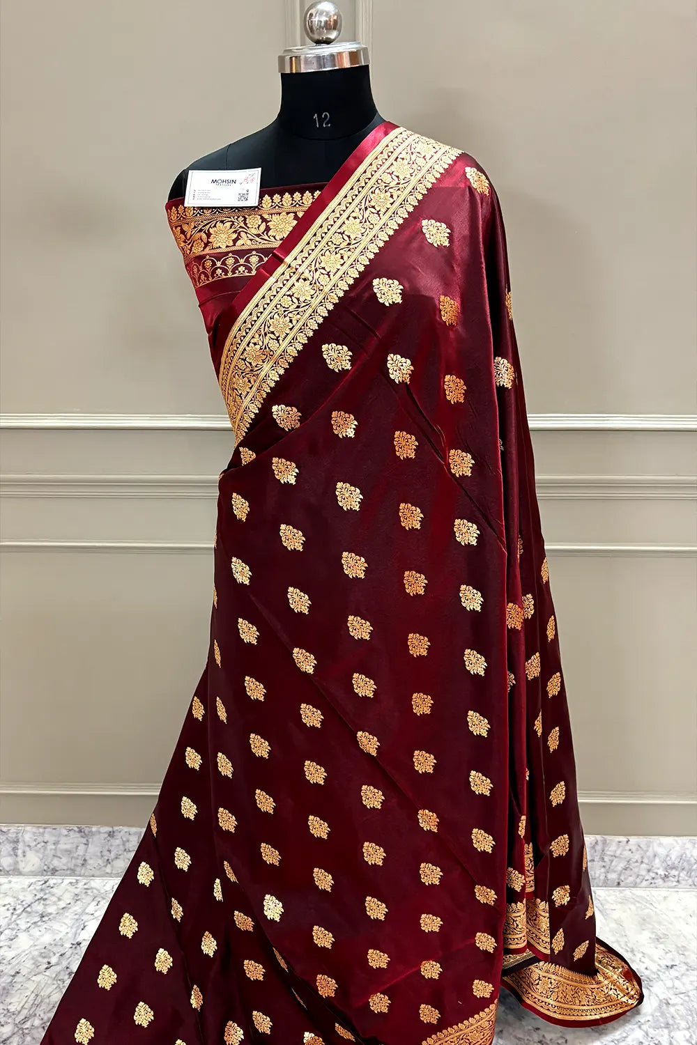 Maroon Zari Katan Silk Banarasi Saree