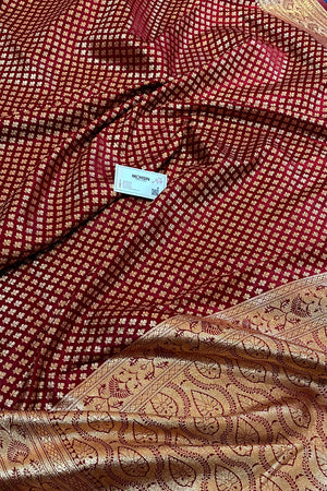 Maroon Zari Katan Silk Banarasi Saree