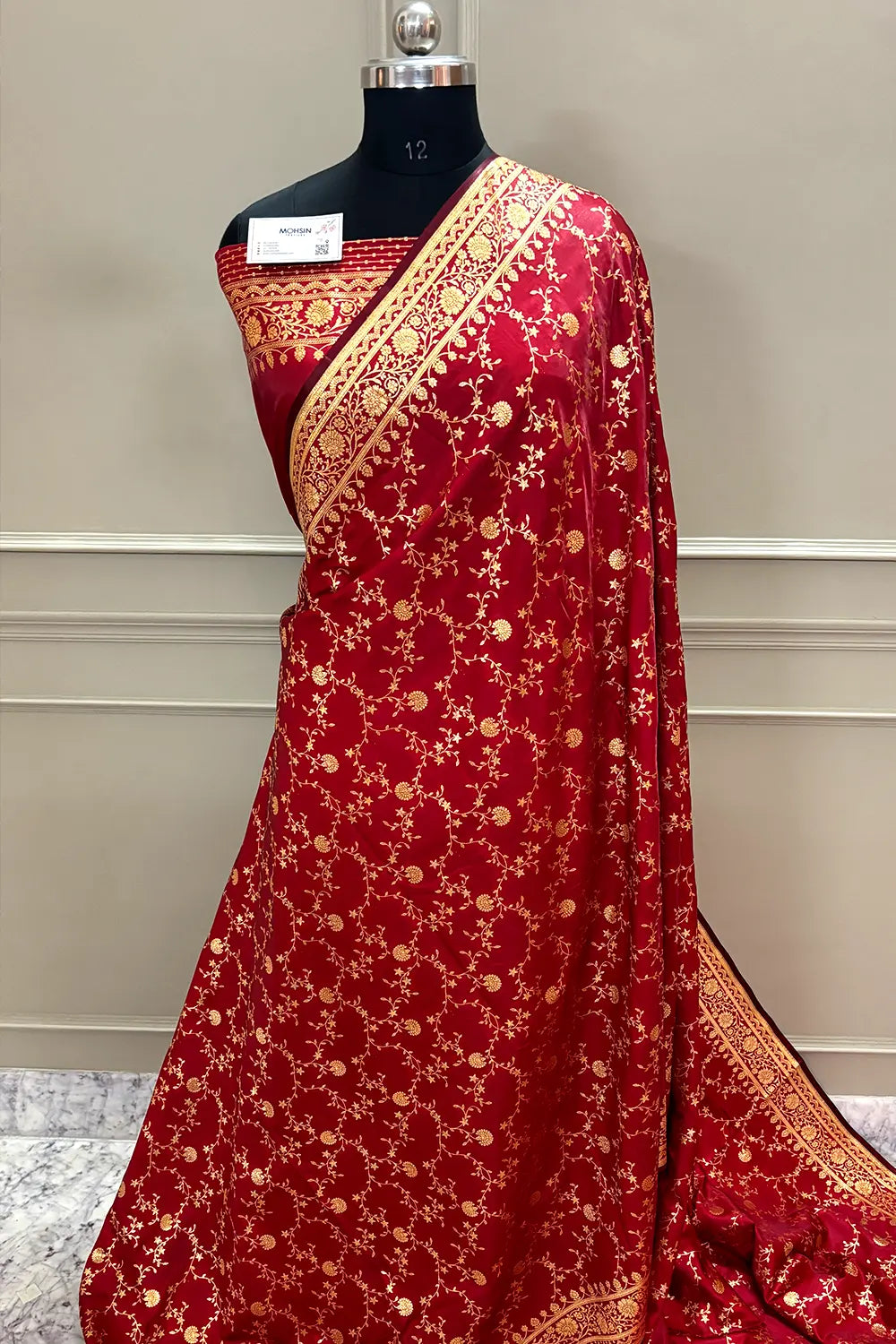 Maroon Zari Katan Silk Banarasi Saree
