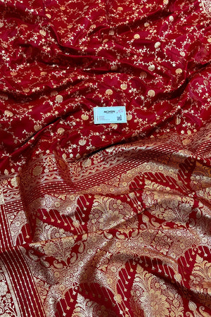 Maroon Zari Katan Silk Banarasi Saree