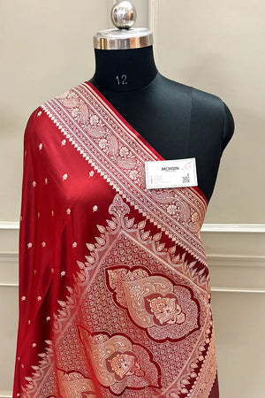 Maroon Zari Katan Silk Banarasi Saree