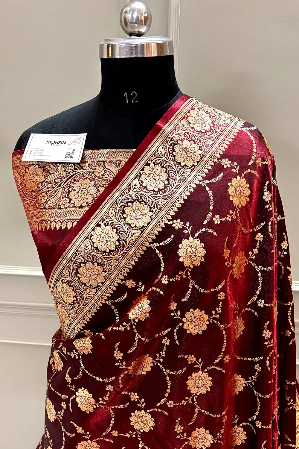 Maroon Zari Katan Silk Banarasi Saree