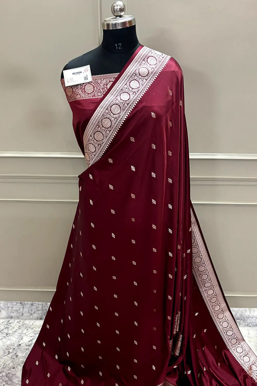 Maroon Zari Katan Silk Banarasi Saree