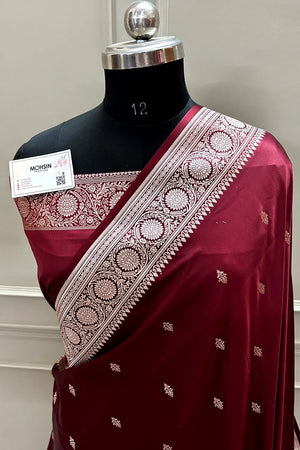 Maroon Zari Katan Silk Banarasi Saree