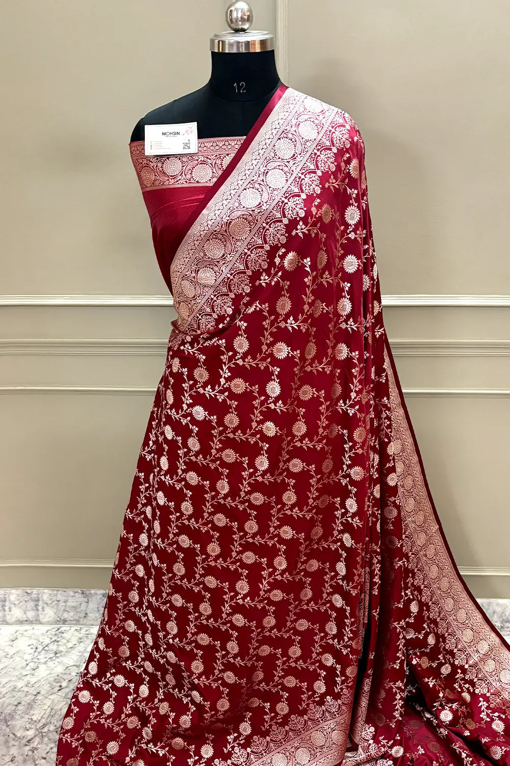 Maroon Zari Katan Silk Banarasi Saree
