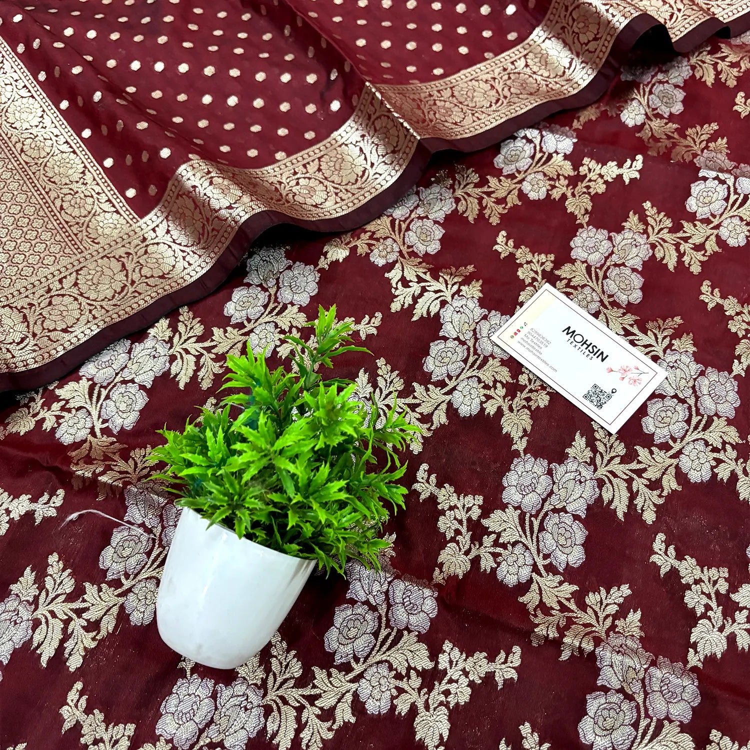 Maroon Zari Katan Silk Banarasi Suit