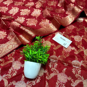 Maroon Zari Katan Silk Banarasi Suit