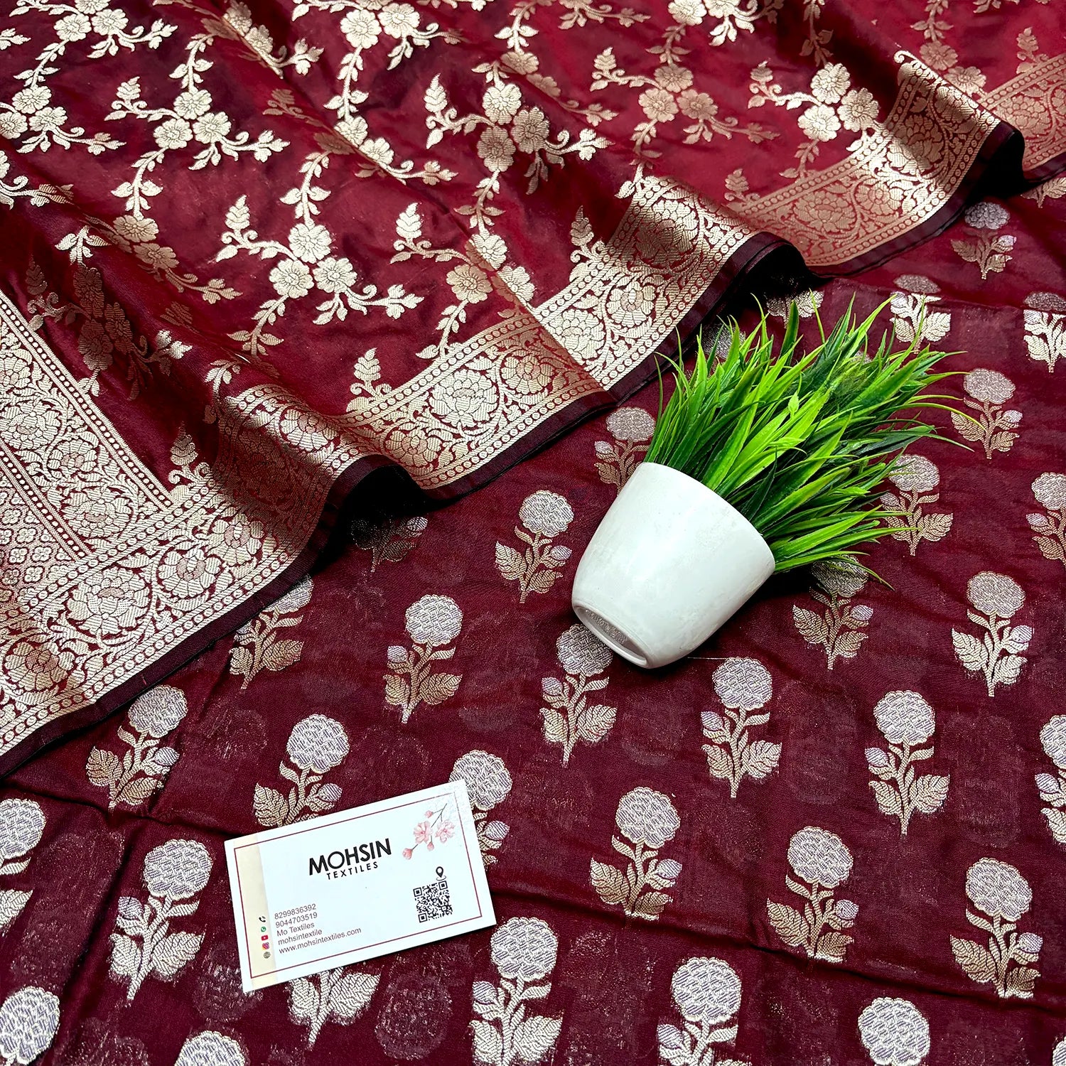 Maroon Zari Katan Silk Banarasi Suit