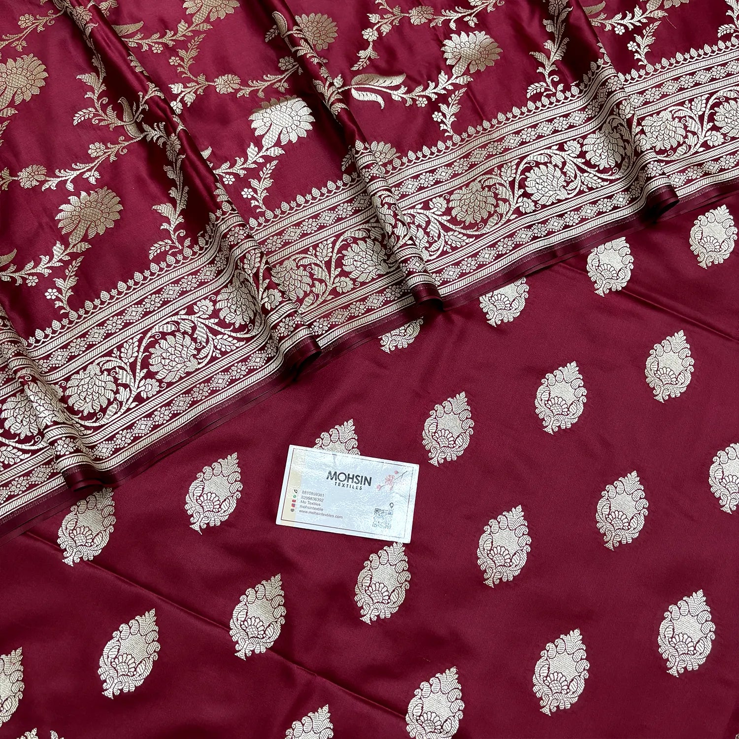 Maroon Zari Katan Silk Banarasi Suit