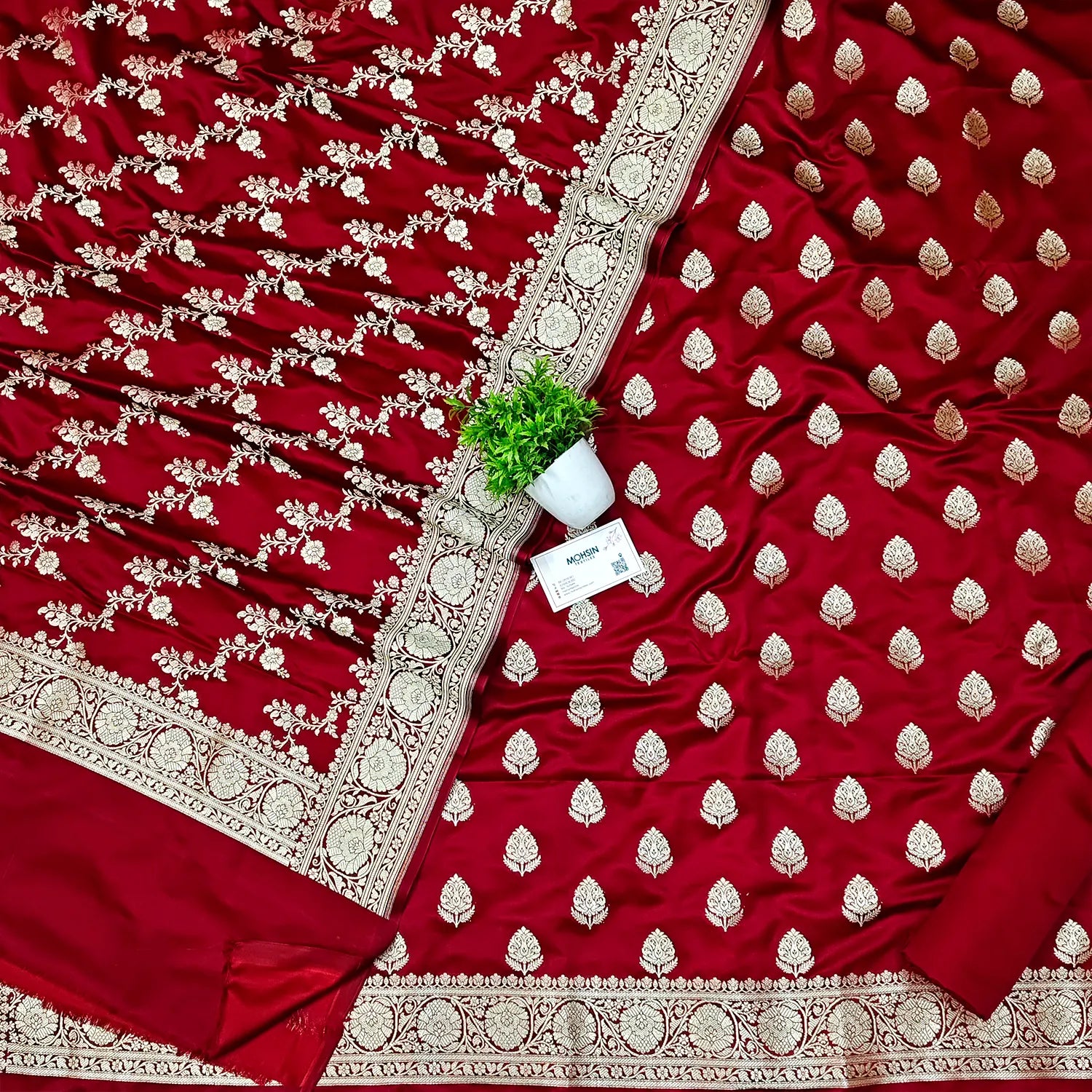 Maroon Zari Katan Silk Banarasi Suit