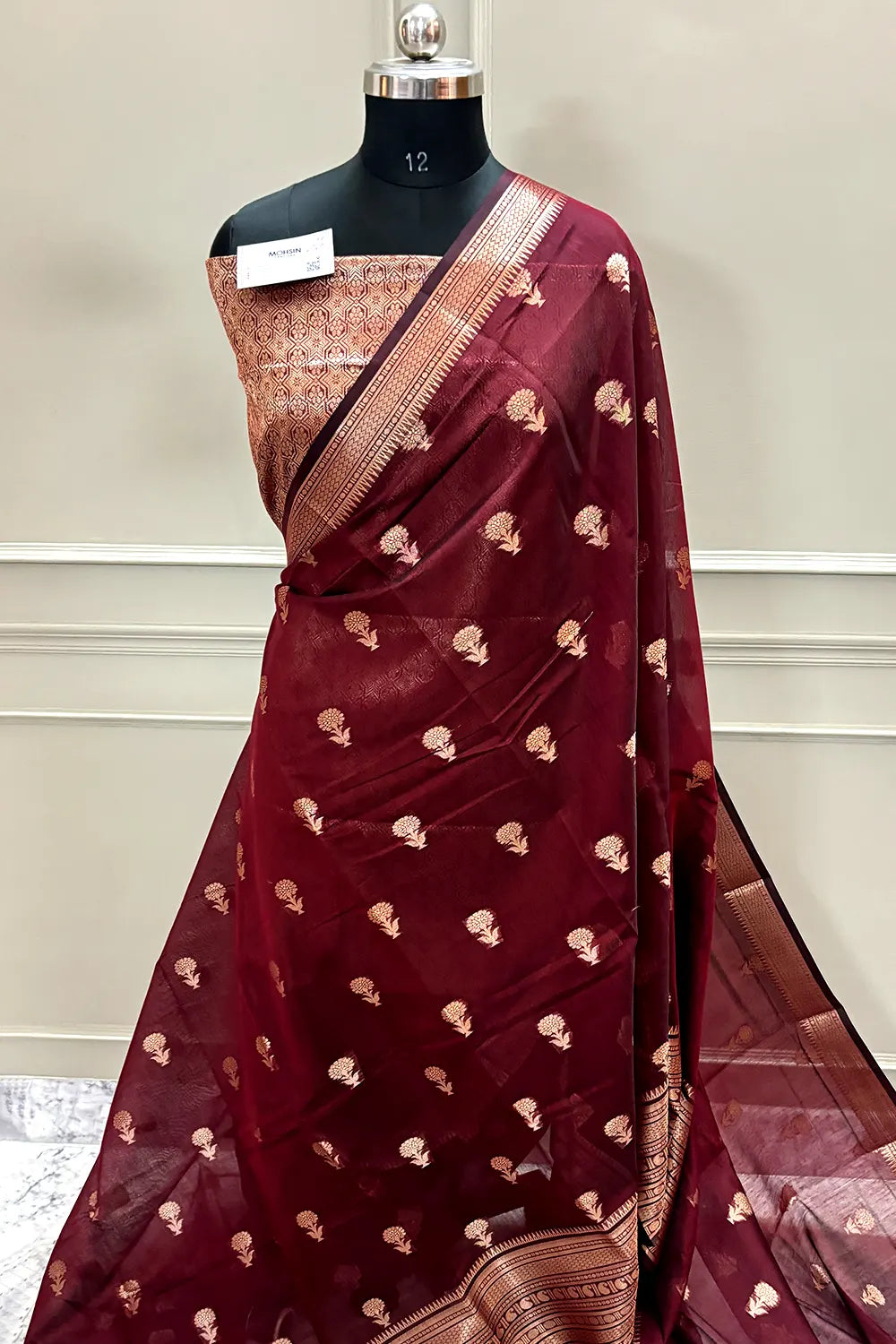 Maroon Zari Resham Banarasi Silk Saree