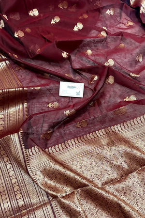 Maroon Zari Resham Banarasi Silk Saree