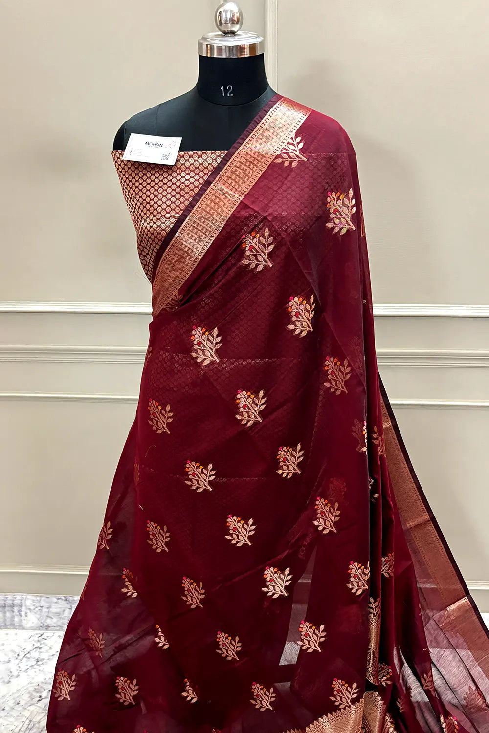 Maroon Zari Resham Banarasi Silk Saree