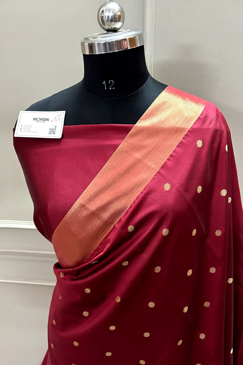 Maroon Zari Semi Katan Silk Banarasi Saree