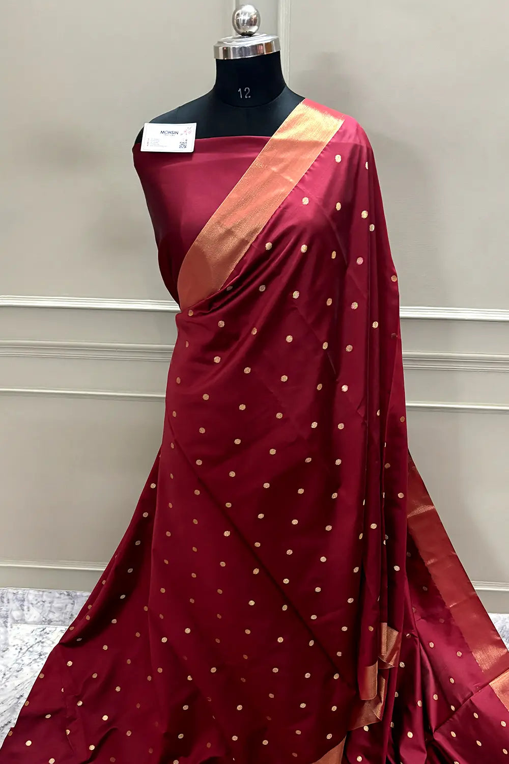 Maroon Zari Semi Katan Silk Banarasi Saree
