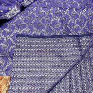 Mauve and Gold Zari Border Cotton Silk Banarasi Suit
