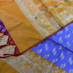 Mauve and Mustard Persian Lau Banarasi Silk Suit