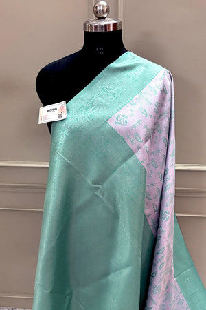 Mauve and Sea Green Resham Zari Banarasi Silk Saree
