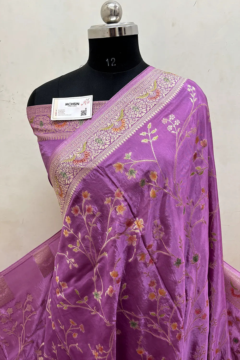 Mauve Zari Georgette Silk Banarasi Saree