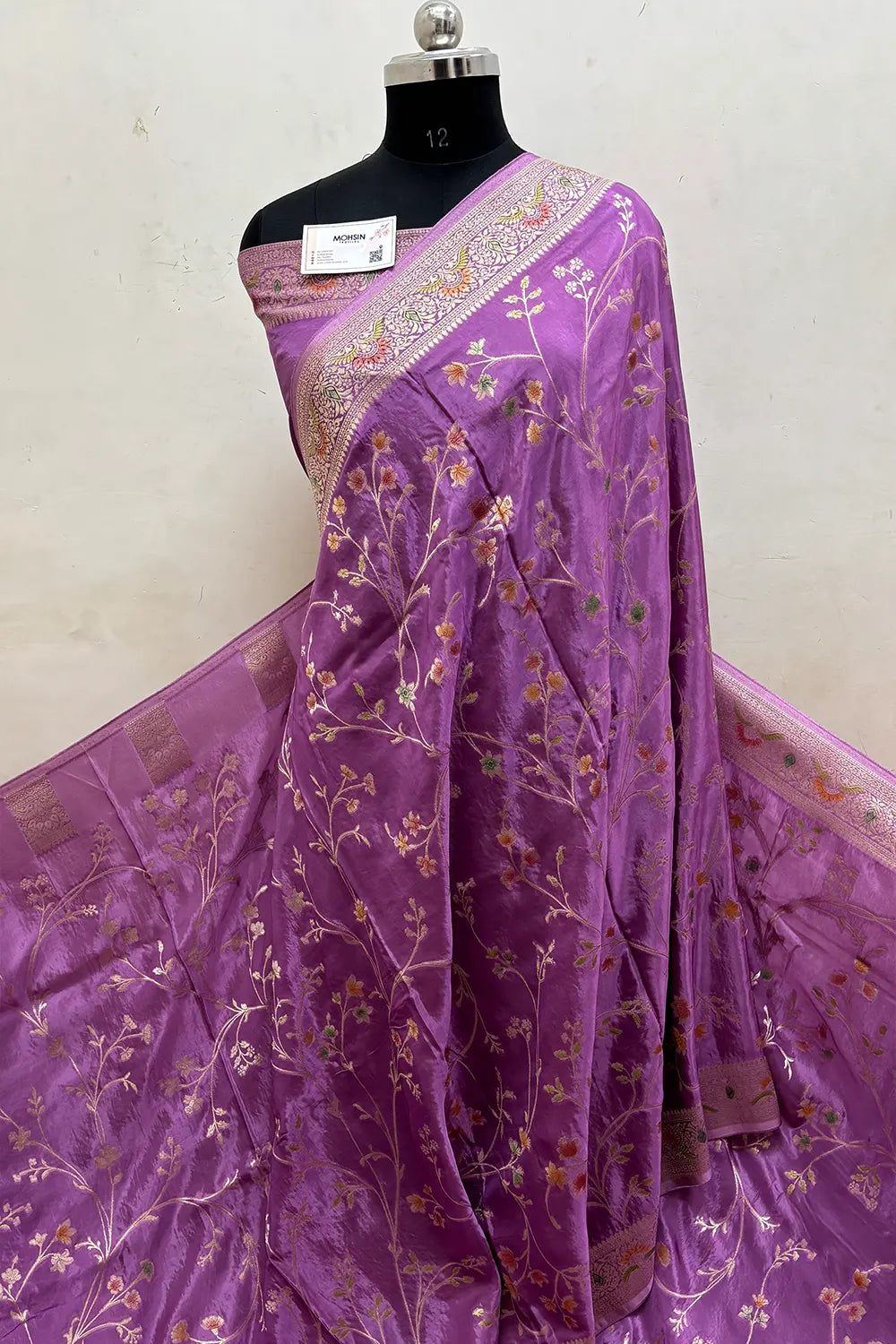 Mauve Zari Georgette Silk Banarasi Saree