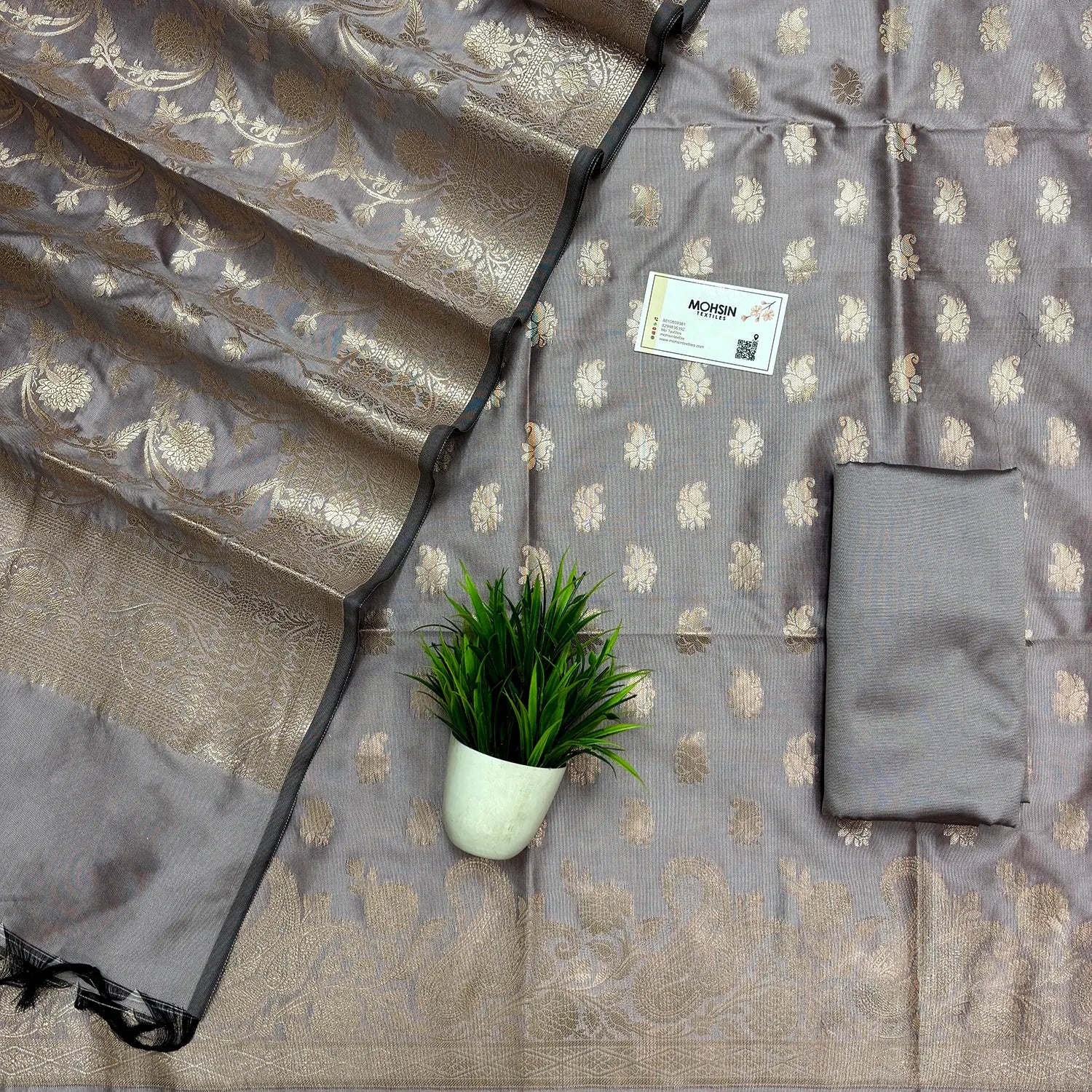 Mauve Godzilla Satin Silk Banarasi Suit