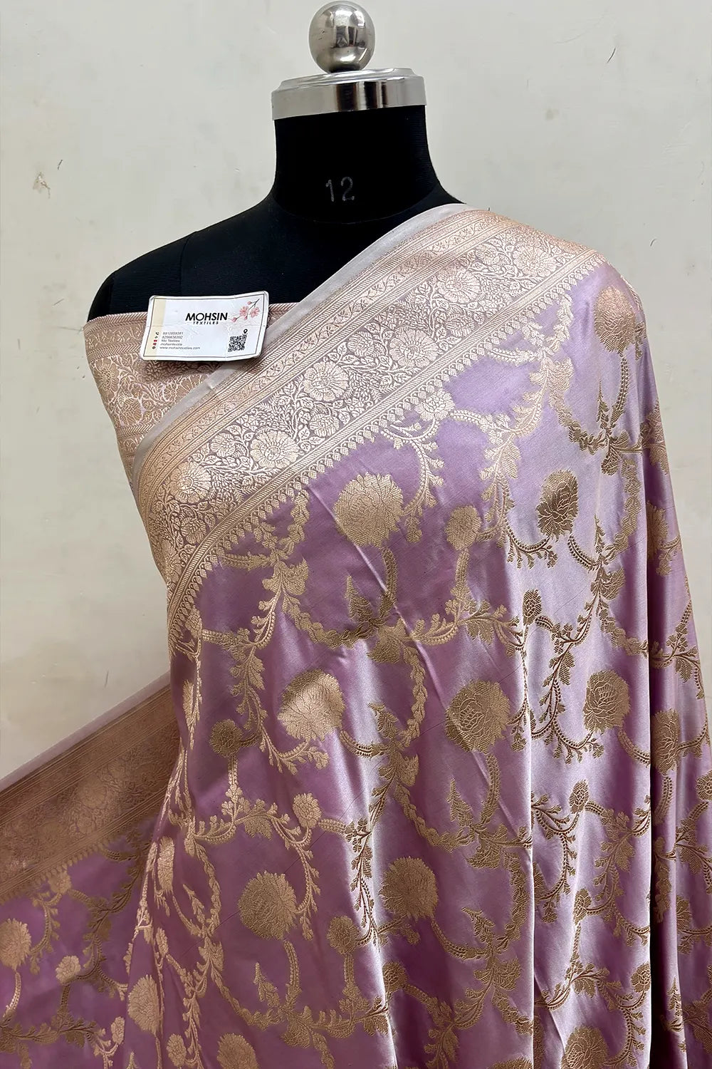 Mauve Laabela Jaal Katan Mashru Silk Banarasi Saree