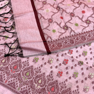 Mauve Resham Banarasi Silk Suit