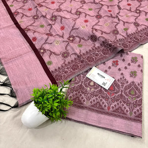 Mauve Resham Banarasi Silk Suit