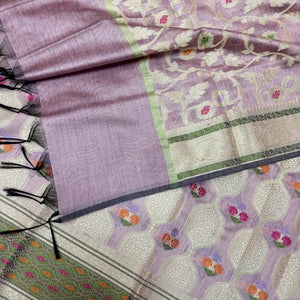 Mauve Resham Banarasi Silk Suit