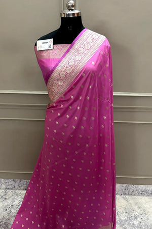 Mauve Rudraksha Buti Katan Silk Banarasi Saree