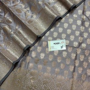 Mauve Sunflower Semi Katan Silk Banarasi Suit