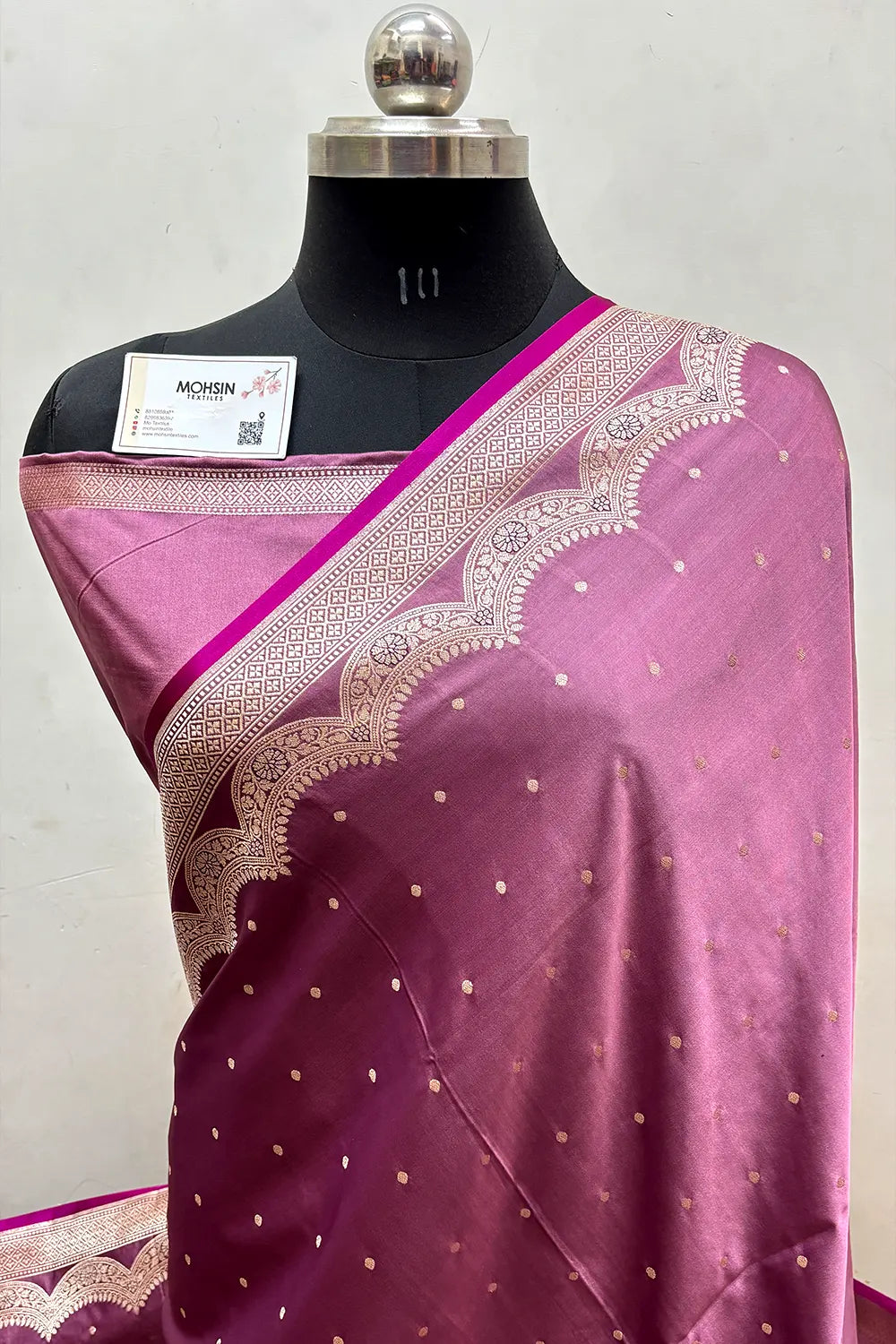 Mauve Zari Katan Mashru Silk Banarasi Saree