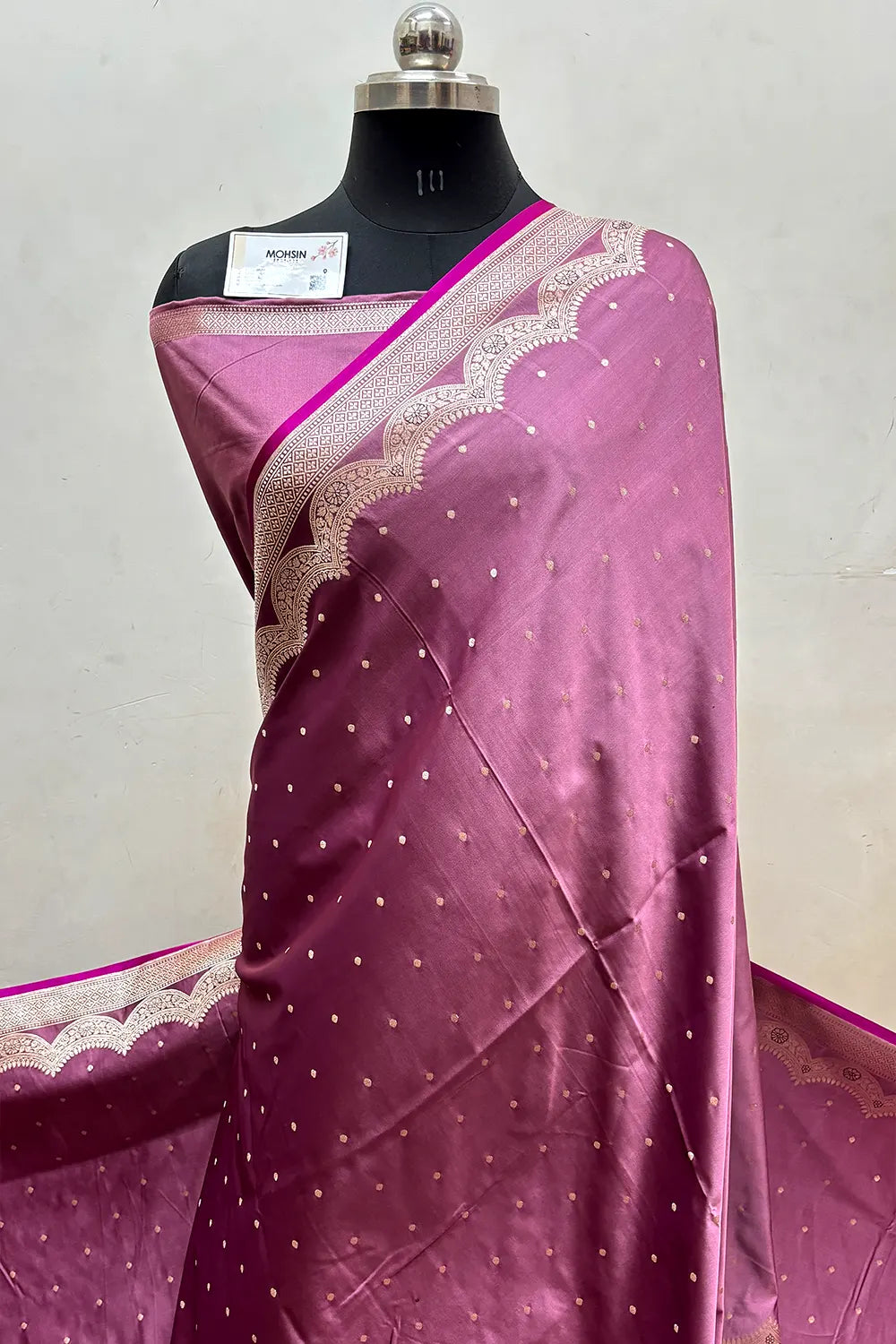 Mauve Zari Katan Mashru Silk Banarasi Saree