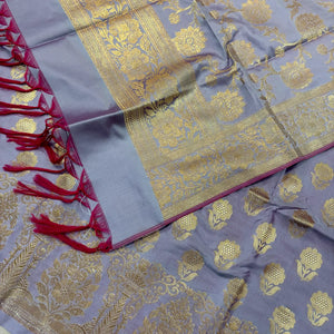 Mauve Zari Satin Silk Banarasi Suit