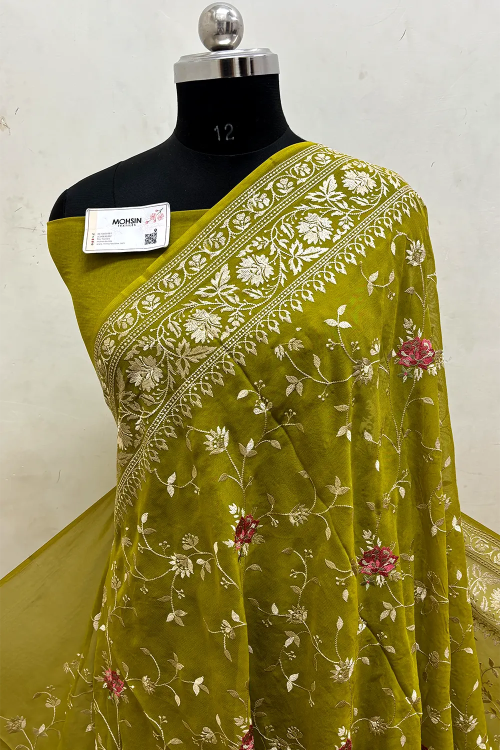 Mehendi Embroidery Georgette Silk Banarasi Saree