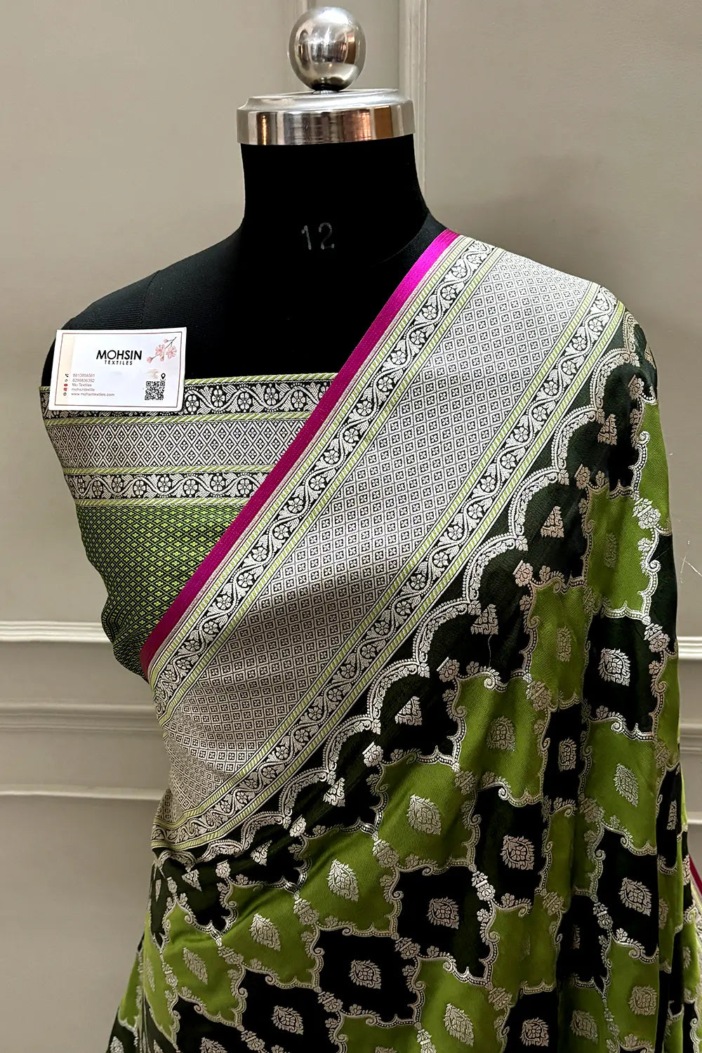 Mehendi Green Rangkaat Zari Katan Mashru Silk Banarasi Saree
