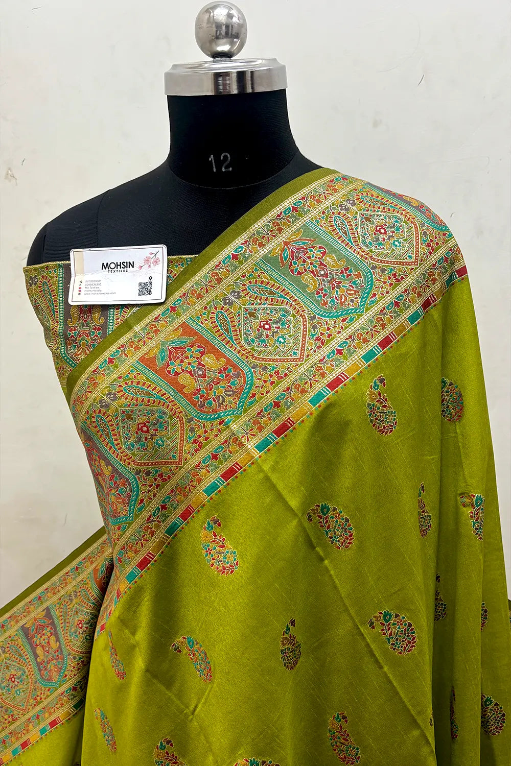 Mehendi Pashmina Silk Banarasi Saree