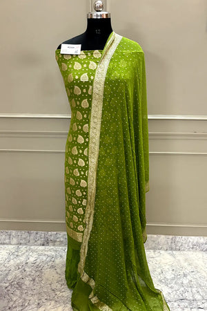 Mehendi Patta Pure Georgette Silk Banarasi Suit