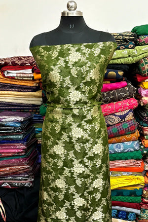 Mehendi Pure Viscose Georgette Banarasi Suit