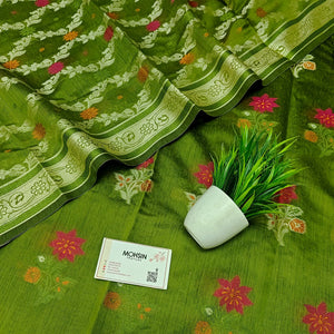 Mehendi Resham Banarasi Silk Suit