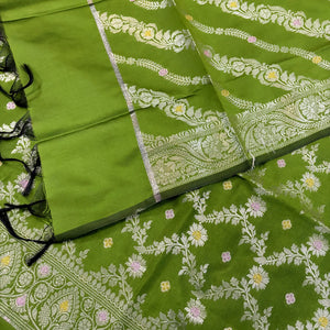 Mehendi Resham Banarasi Silk Suit