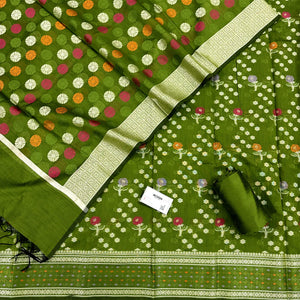 Mehendi Resham Banarasi Silk Suit