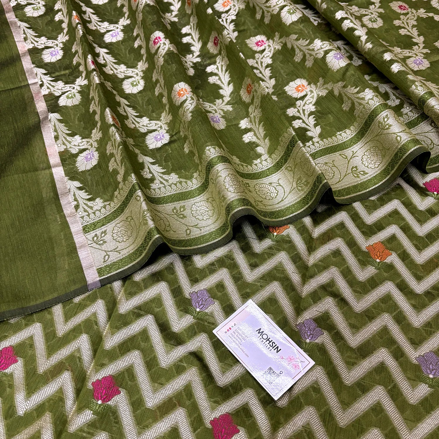 Mehendi Resham Banarasi Silk Suit